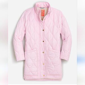 J. Crew Quilted Long Pink Jacket